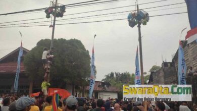 Photo of Peringati HUT Kemerdekaan, Ratusan Penonton Terhibur Menyaksikan Lomba Panjat Pinang Kelurahan Sayo