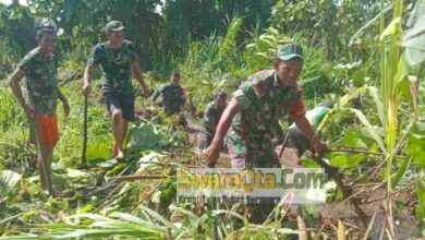 Photo of Kodim 1307 Poso Gotong Royong Bantu Petani 3 Tahun Sulit Tanam Padi